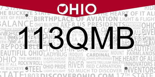 113QMB Ohio License Plate