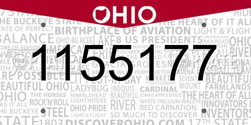 1155177 Ohio License Plate