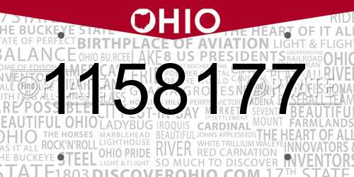 1158177 Ohio License Plate