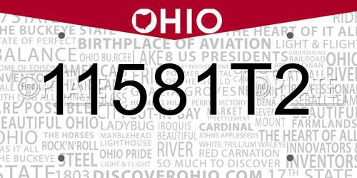 11581T2 Ohio License Plate