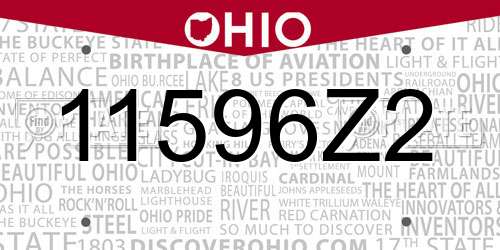 11596Z2 Ohio License Plate