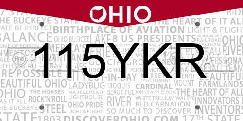 115YKR Ohio License Plate