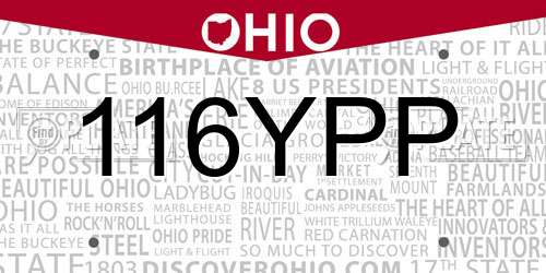 116YPP Ohio License Plate