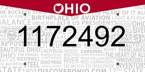 1172492 Ohio License Plate