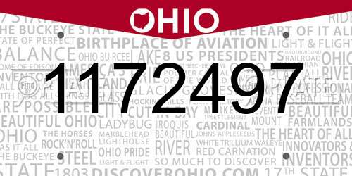 1172497 Ohio License Plate