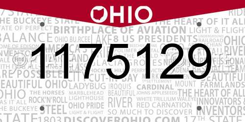 1175129 Ohio License Plate