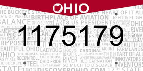 1175179 Ohio License Plate
