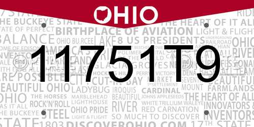11751T9 Ohio License Plate