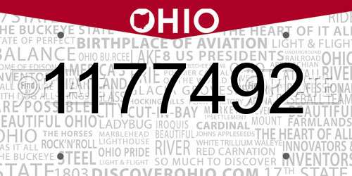 1177492 Ohio License Plate
