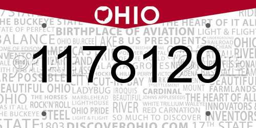1178129 Ohio License Plate