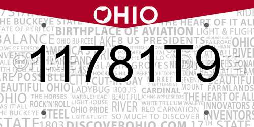 11781T9 Ohio License Plate