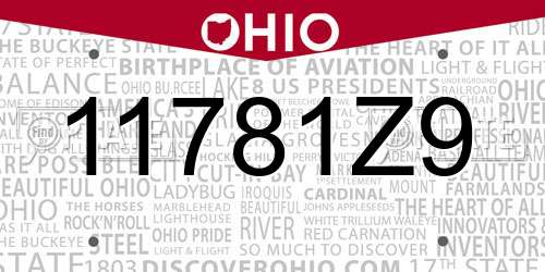 11781Z9 Ohio License Plate
