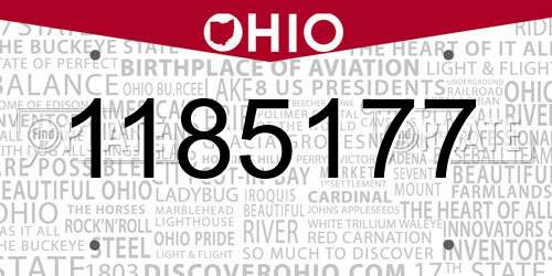 1185177 Ohio License Plate