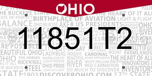 11851T2 Ohio License Plate