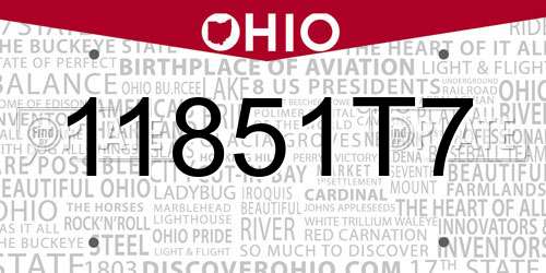 11851T7 Ohio License Plate