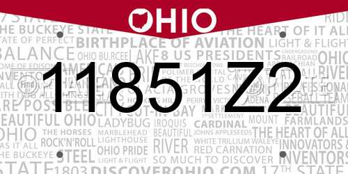 11851Z2 Ohio License Plate
