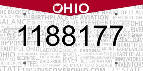 1188177 Ohio License Plate