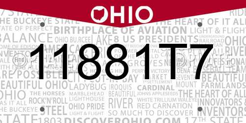 11881T7 Ohio License Plate