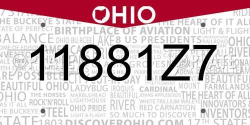 11881Z7 Ohio License Plate