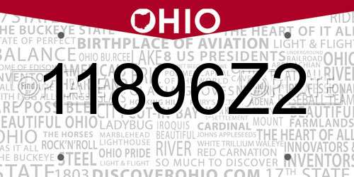 11896Z2 Ohio License Plate