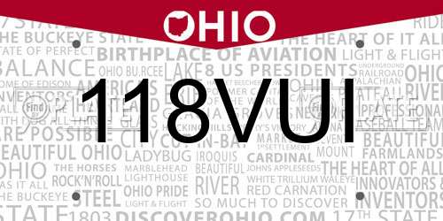118VUI Ohio License Plate