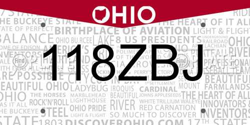 118ZBJ Ohio License Plate