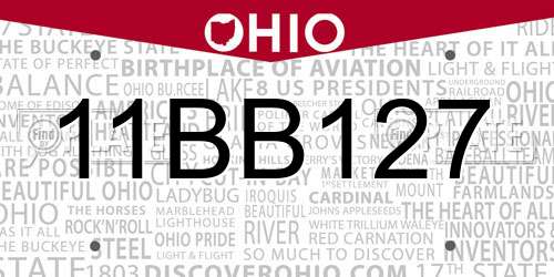 11BB127 Ohio License Plate