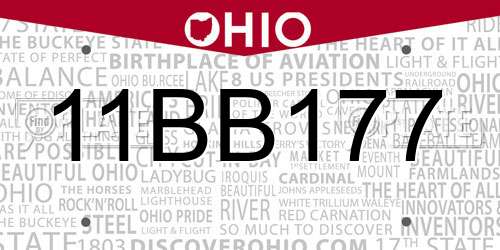 11BB177 Ohio License Plate
