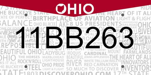 11BB263 Ohio License Plate