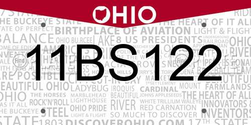 11BS122 Ohio License Plate