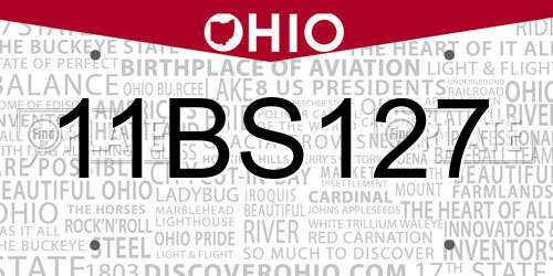 11BS127 Ohio License Plate