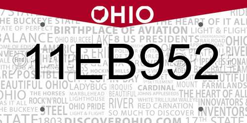 11EB952 Ohio License Plate