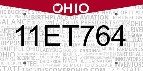 11ET764 Ohio License Plate