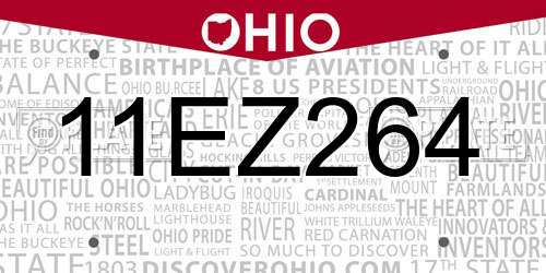 11EZ264 Ohio License Plate