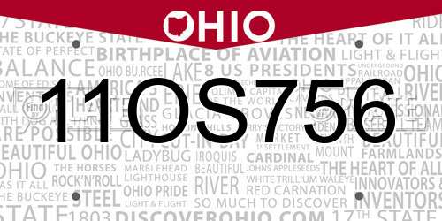 11OS756 Ohio License Plate