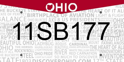 11SB177 Ohio License Plate