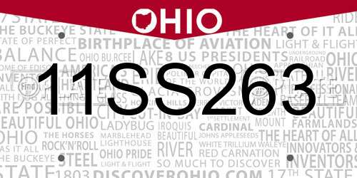 11SS263 Ohio License Plate