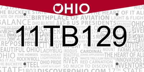 11TB129 Ohio License Plate