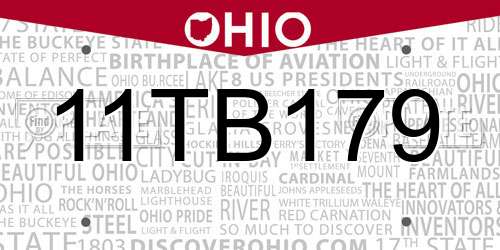 11TB179 Ohio License Plate