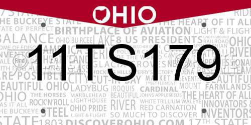 11TS179 Ohio License Plate