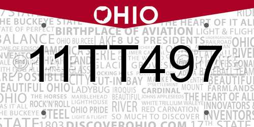11TT497 Ohio License Plate