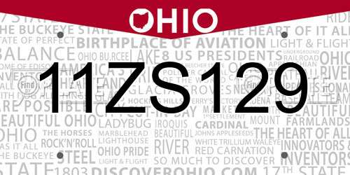 11ZS129 Ohio License Plate
