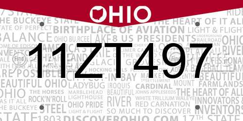 11ZT497 Ohio License Plate