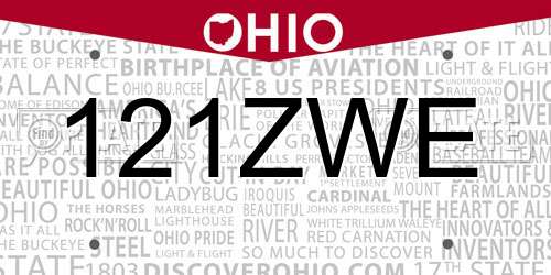 121ZWE Ohio License Plate