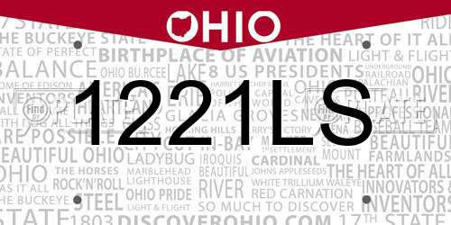 1221LS Ohio License Plate