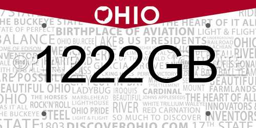 1222GB Ohio License Plate