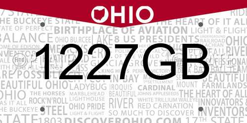 1227GB Ohio License Plate
