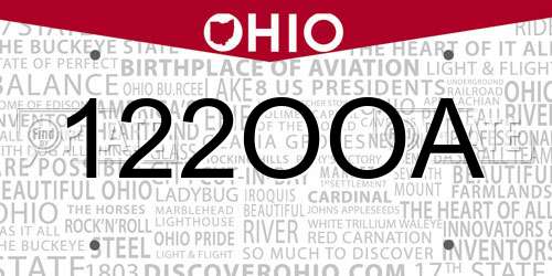 122OOA Ohio License Plate