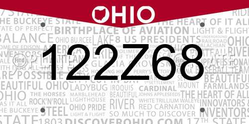 122Z68 Ohio License Plate