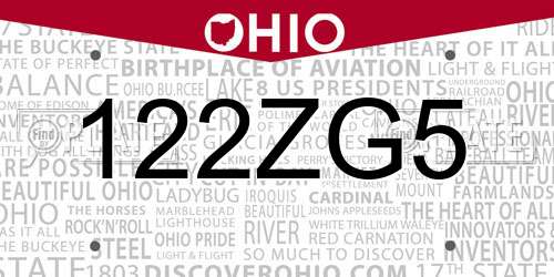 122ZG5 Ohio License Plate